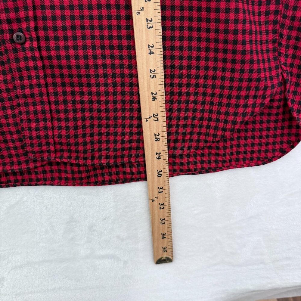 Vintage LL Bean Shirt L Red Buffalo Plaid Flap Pocket Made In USA Button Up - Picture 5 of 9
